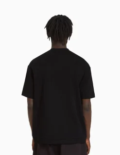 BERSHKA T-shirt manches courtes interlock Noir Outlet