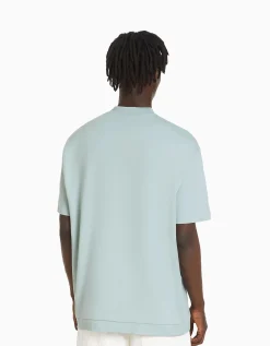 BERSHKA T-shirt manches courtes interlock Vert Shop