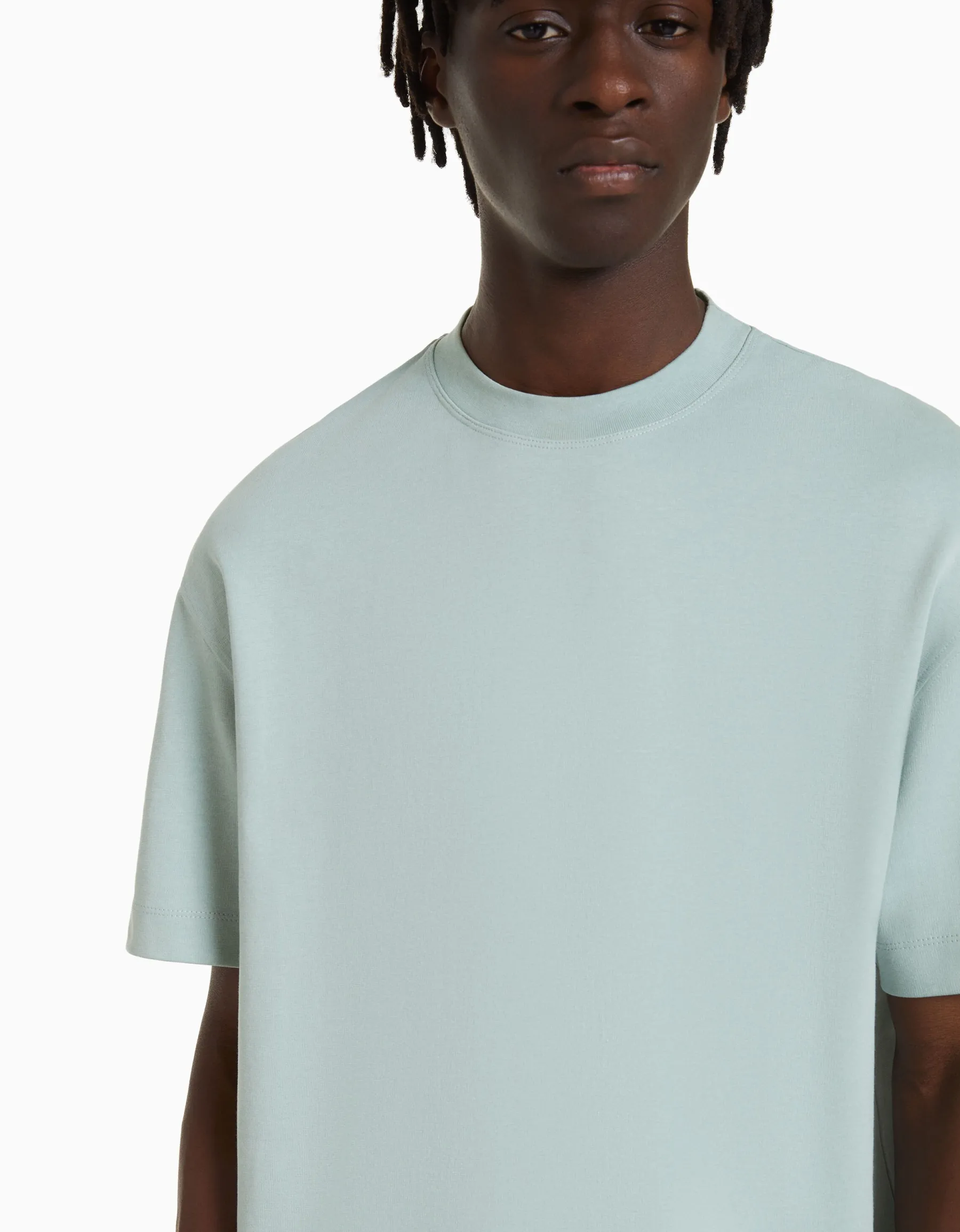 BERSHKA T-shirt manches courtes interlock Vert Shop