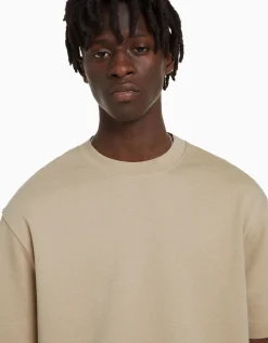 BERSHKA T-shirt manches courtes interlock Camel Cheap