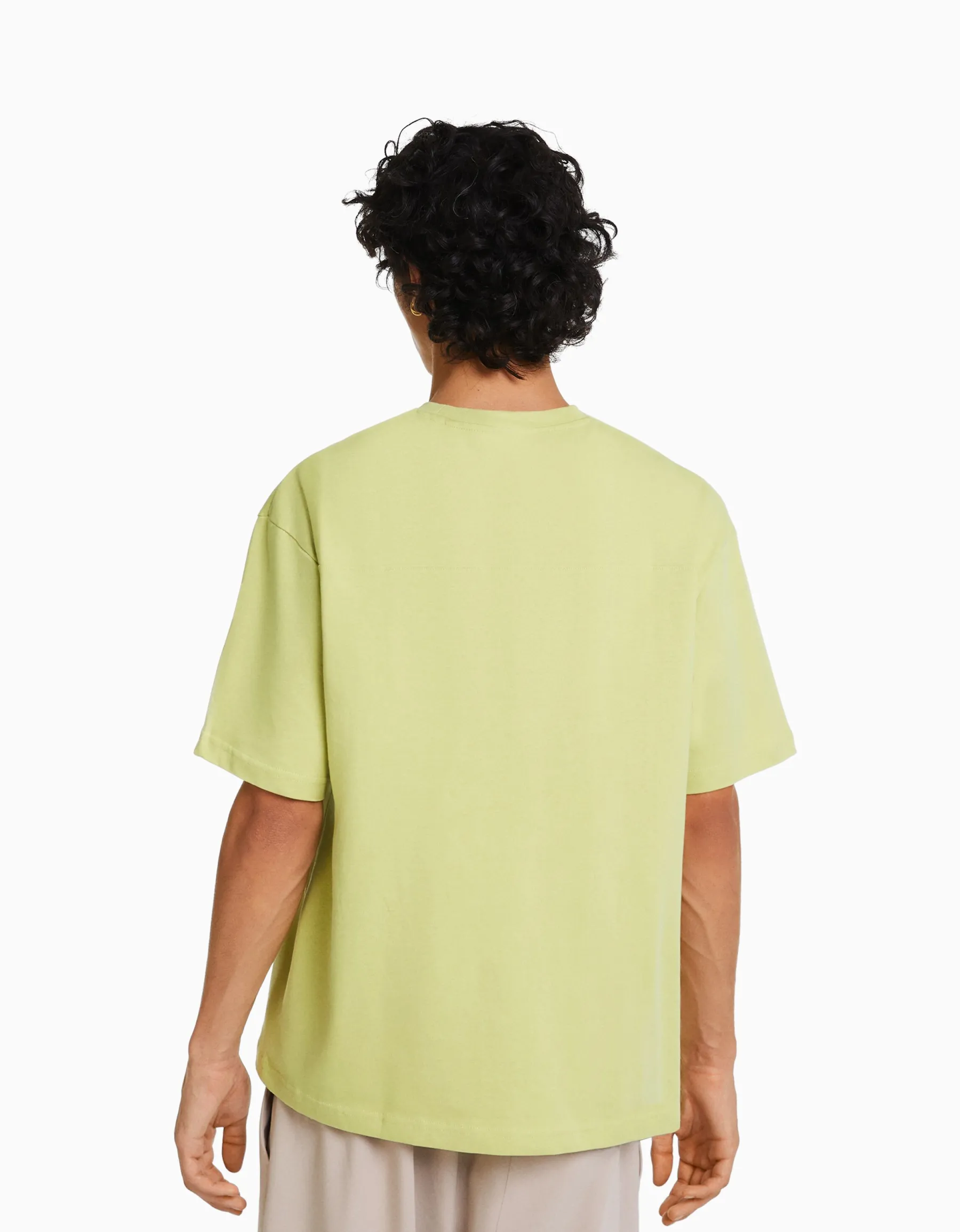 BERSHKA T-shirt manches courtes oversize imprimé Blanc Flash Sale