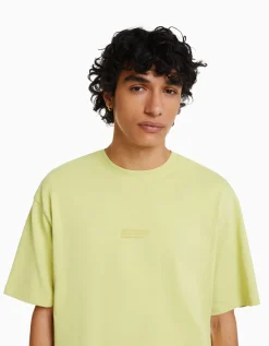 BERSHKA T-shirt manches courtes oversize imprimé Blanc Flash Sale