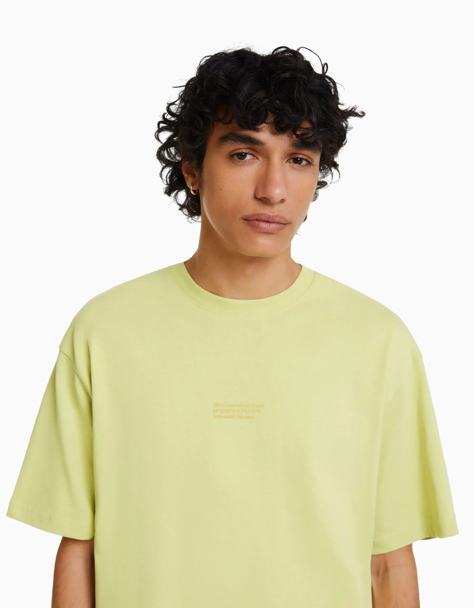 BERSHKA T-shirt manches courtes oversize imprimé Blanc Flash Sale