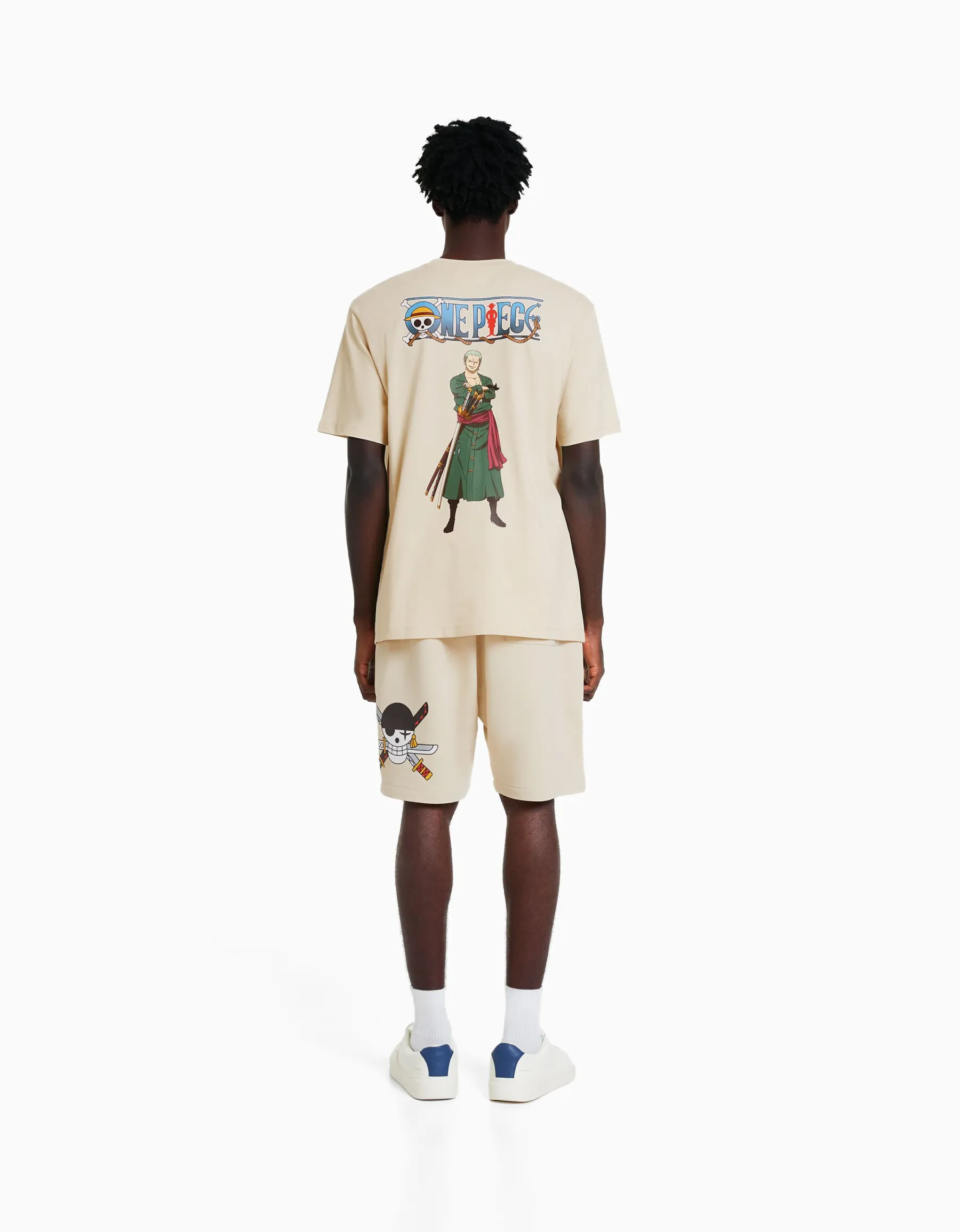 BERSHKA T-shirt manches courtes regular fit imprimé One Piece Camel Outlet