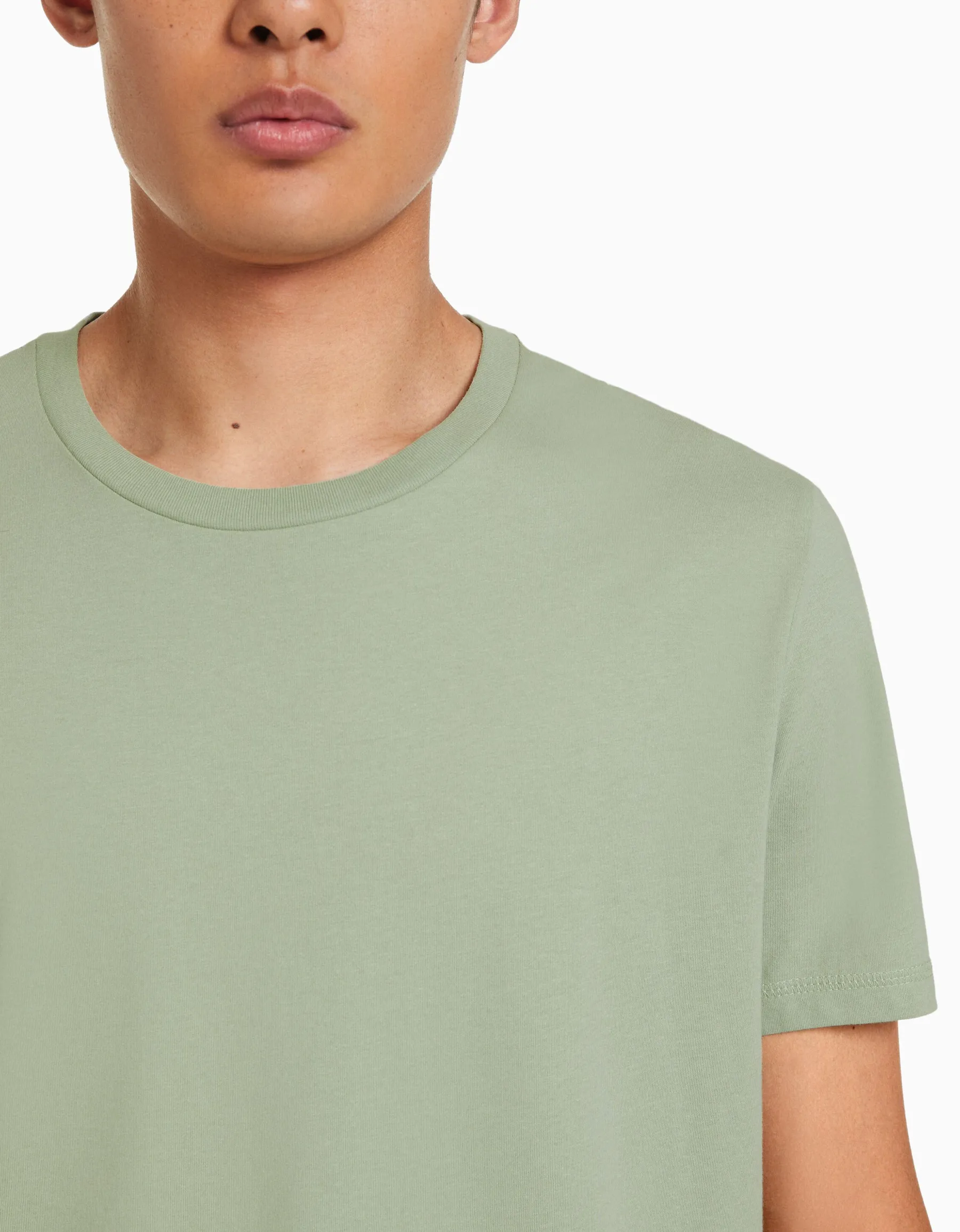 BERSHKA T-shirt manches courtes regular fit Vert Best Sale