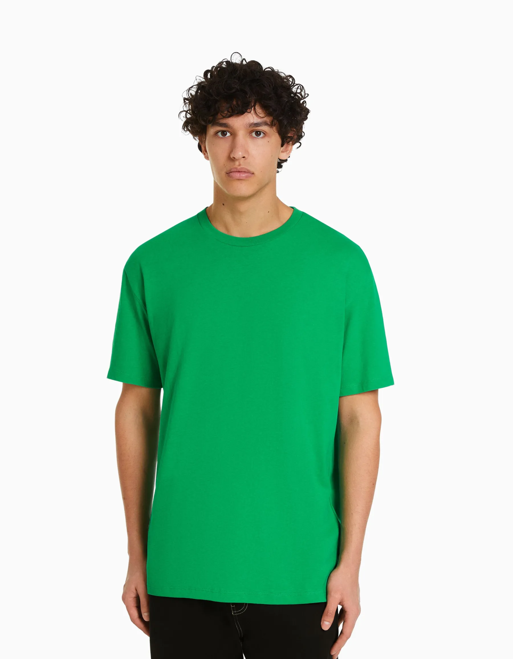 BERSHKA T-shirt manches courtes regular fit Vert Online