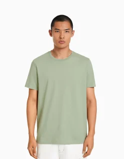 BERSHKA T-shirt manches courtes regular fit Vert Fashion