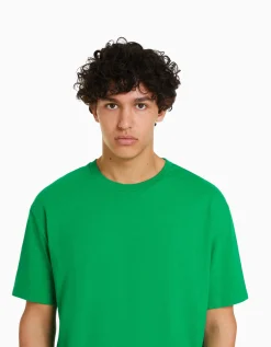 BERSHKA T-shirt manches courtes regular fit Vert New