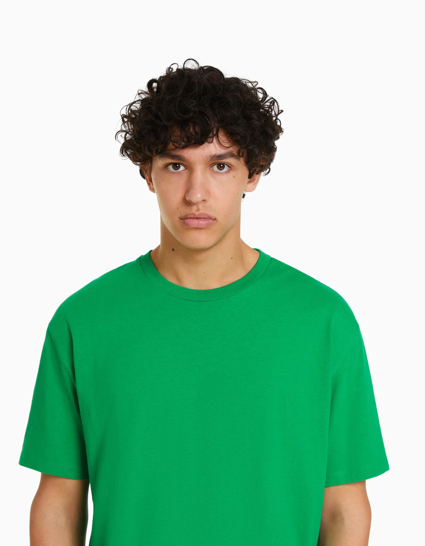 BERSHKA T-shirt manches courtes regular fit Vert New