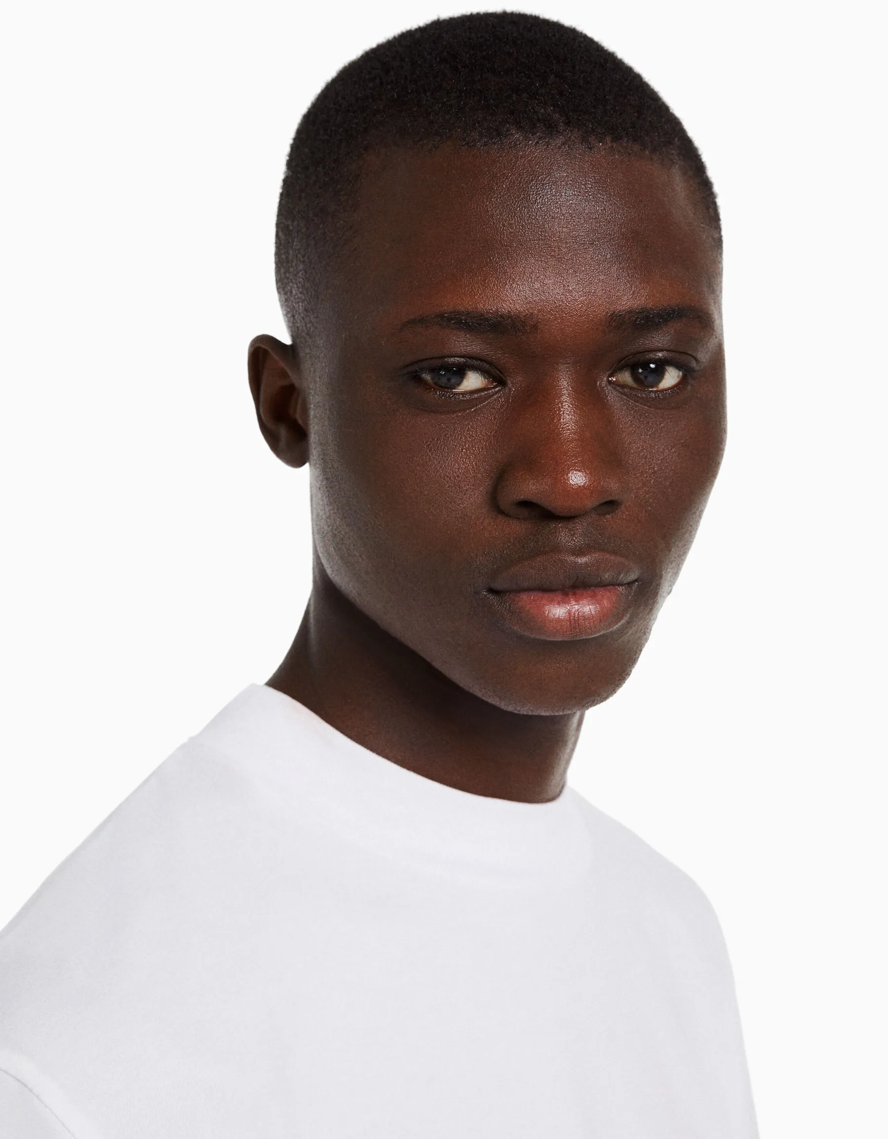 BERSHKA T-shirt manches longues col cheminée Blanc Cheap