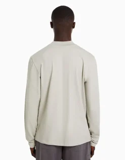 BERSHKA T-shirt manches longues col cheminée Blanc Sale