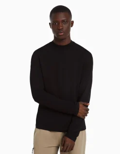 BERSHKA T-shirt manches longues col cheminée Blanc Cheap