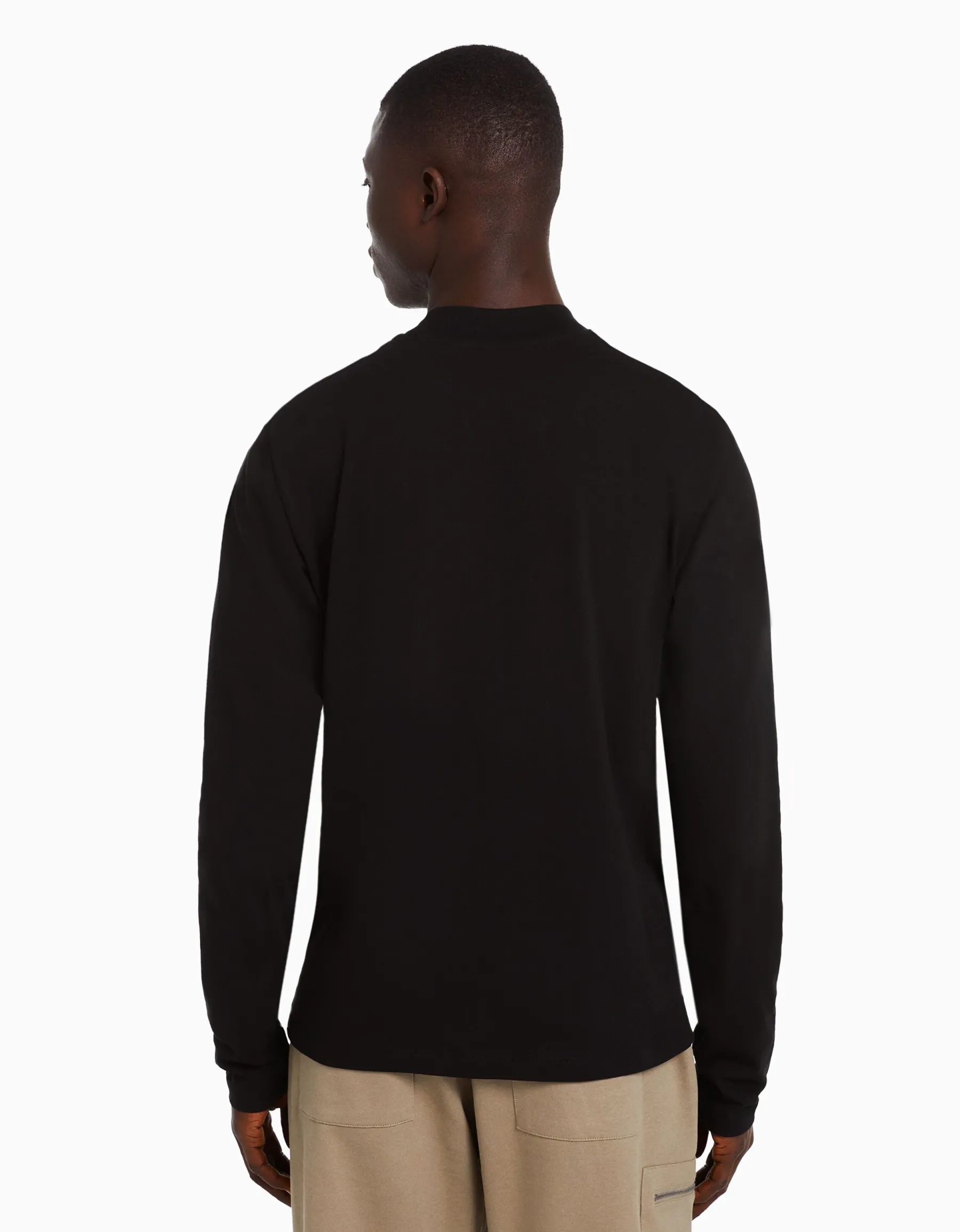 BERSHKA T-shirt manches longues col cheminée Blanc Cheap