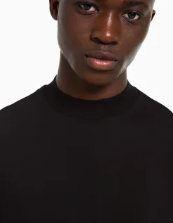 BERSHKA T-shirt manches longues col cheminée Blanc Cheap