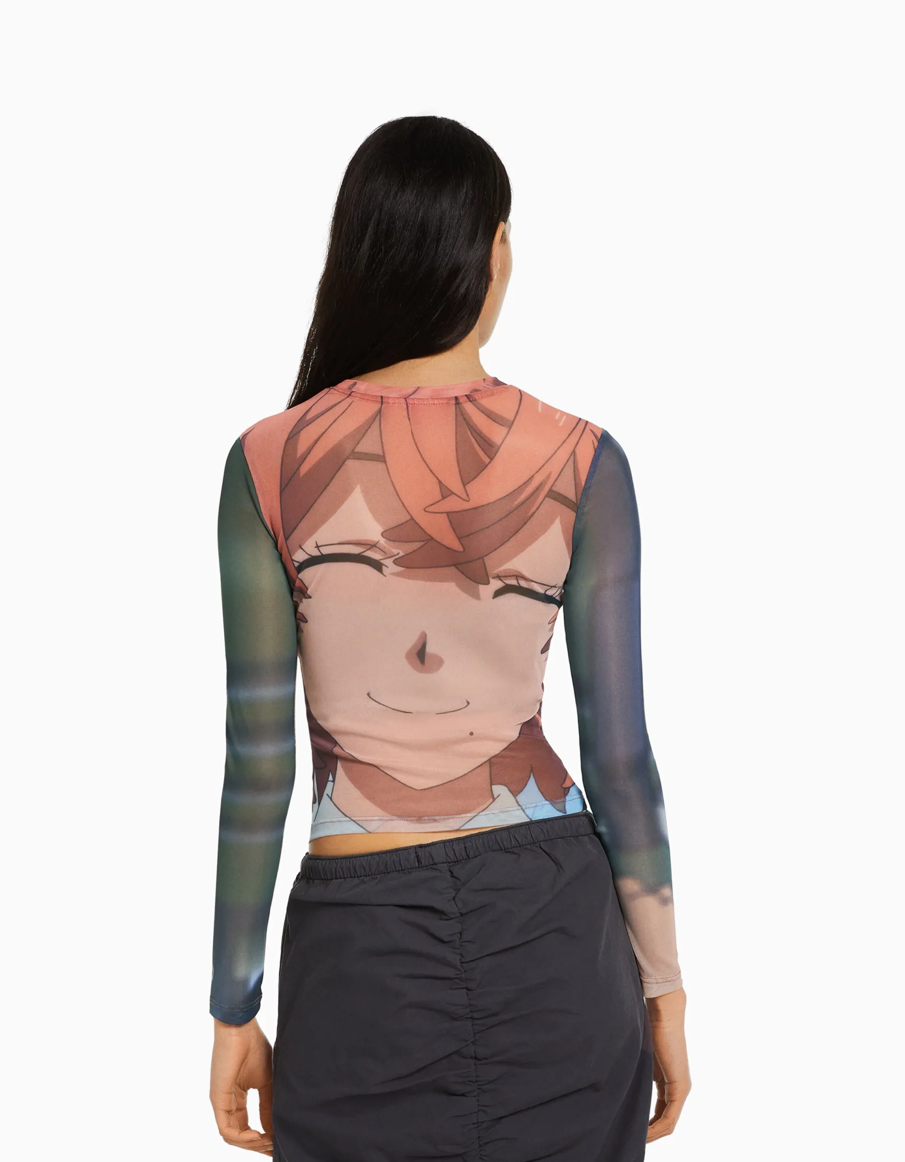 BERSHKA T-shirt manches longues imprimé TOKYO REVENGERS Rose New