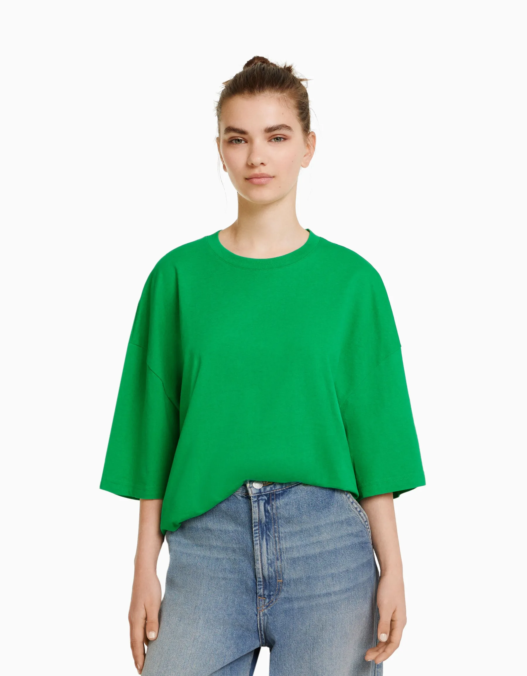 BERSHKA T-shirt oversize à manches courtes Vert Shop