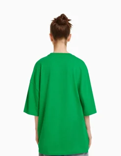BERSHKA T-shirt oversize à manches courtes Vert Shop