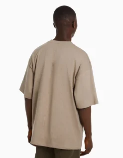 BERSHKA T-shirt oversize à manches courtes Gris Flash Sale