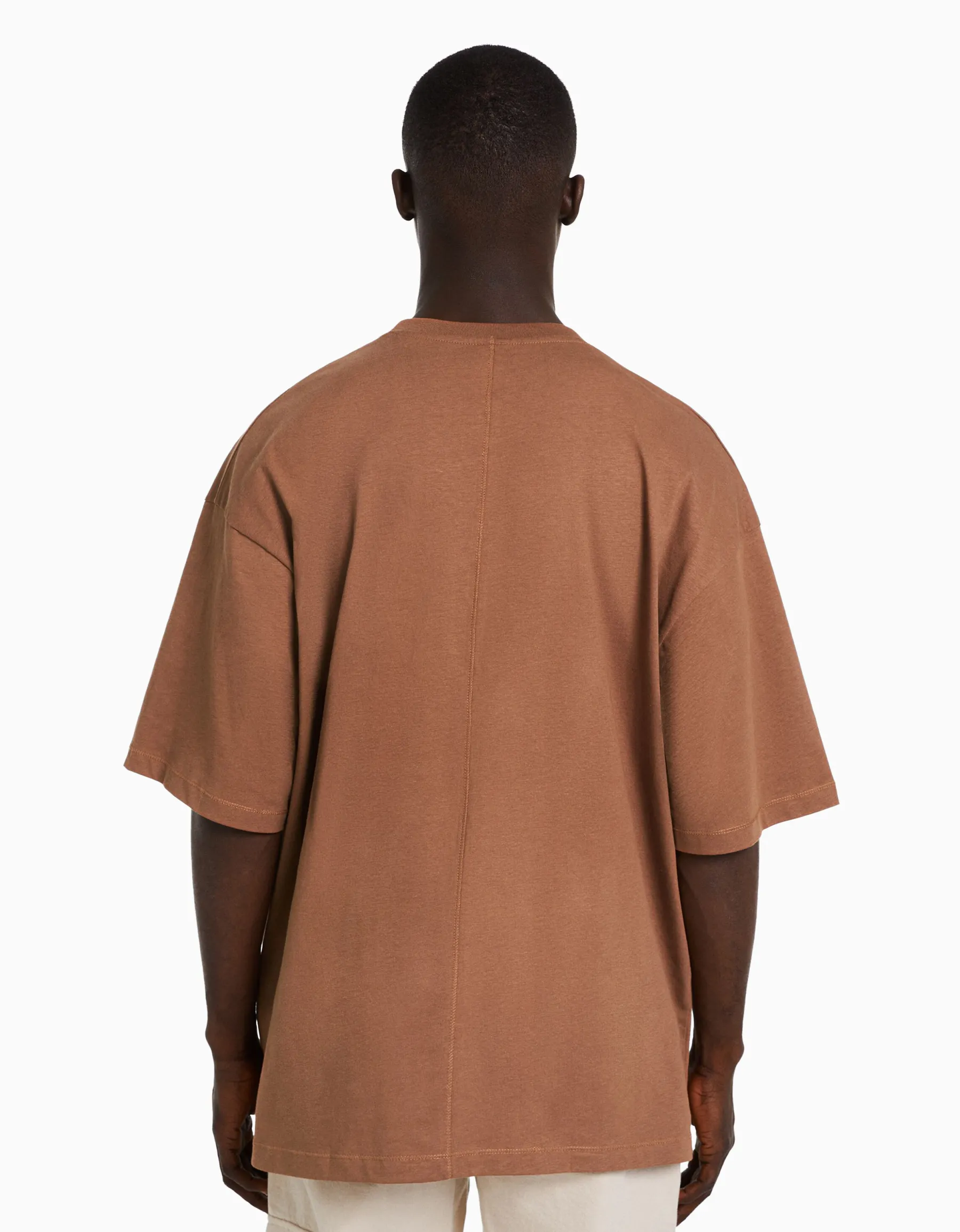 BERSHKA T-shirt oversize à manches courtes Orange foncé Sale
