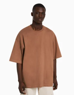 BERSHKA T-shirt oversize à manches courtes Orange foncé Best