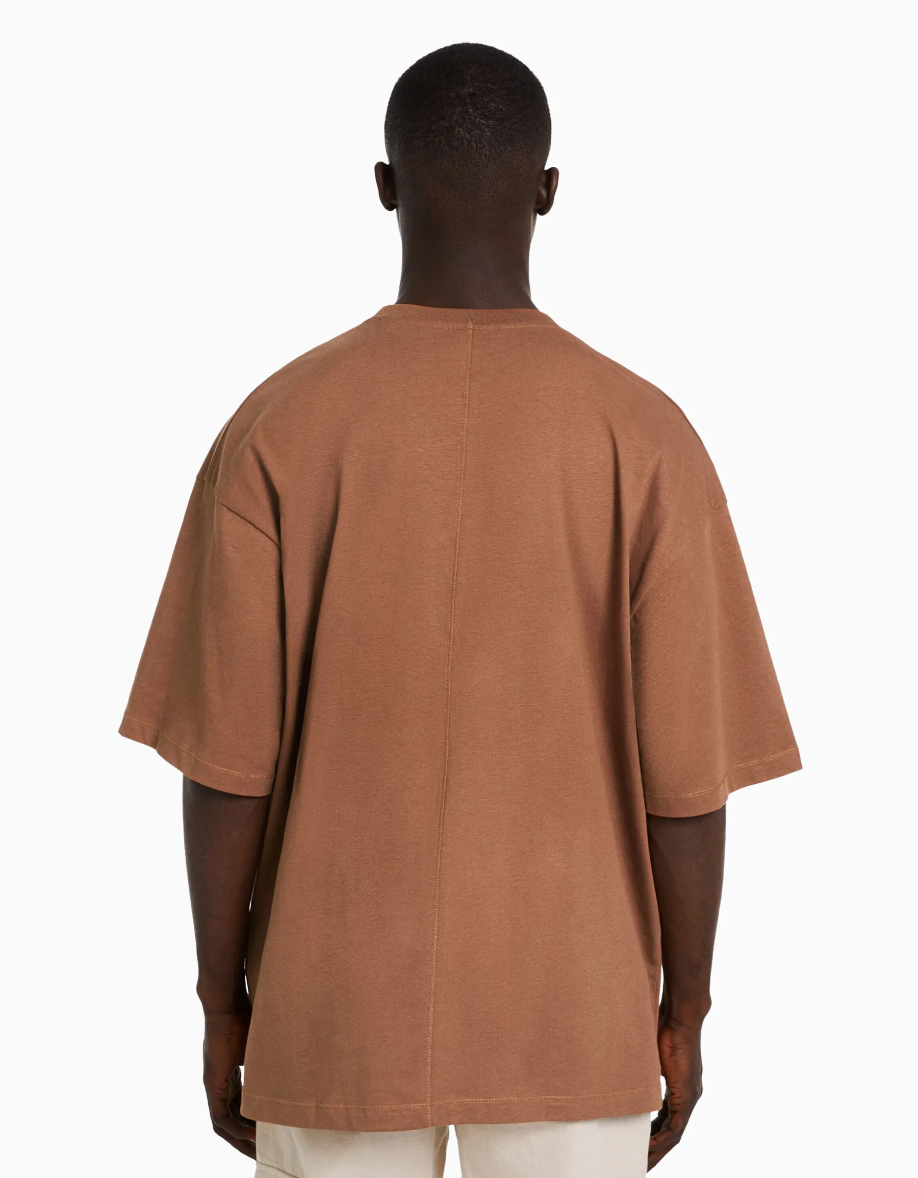 BERSHKA T-shirt oversize à manches courtes Orange foncé Best