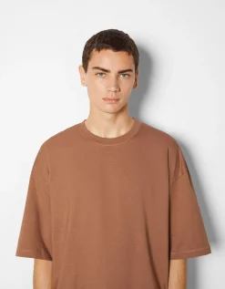 BERSHKA T-shirt oversize à manches courtes Orange foncé Cheap
