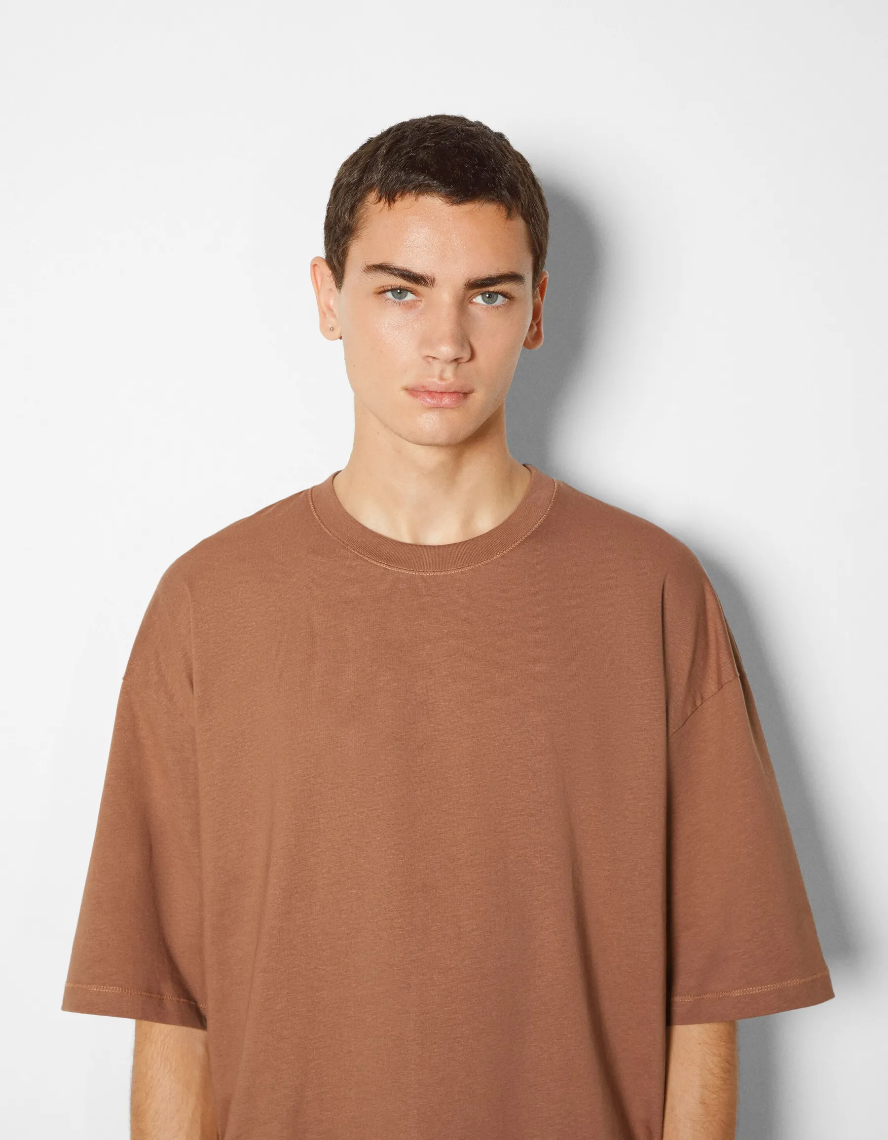 BERSHKA T-shirt oversize à manches courtes Orange foncé Cheap