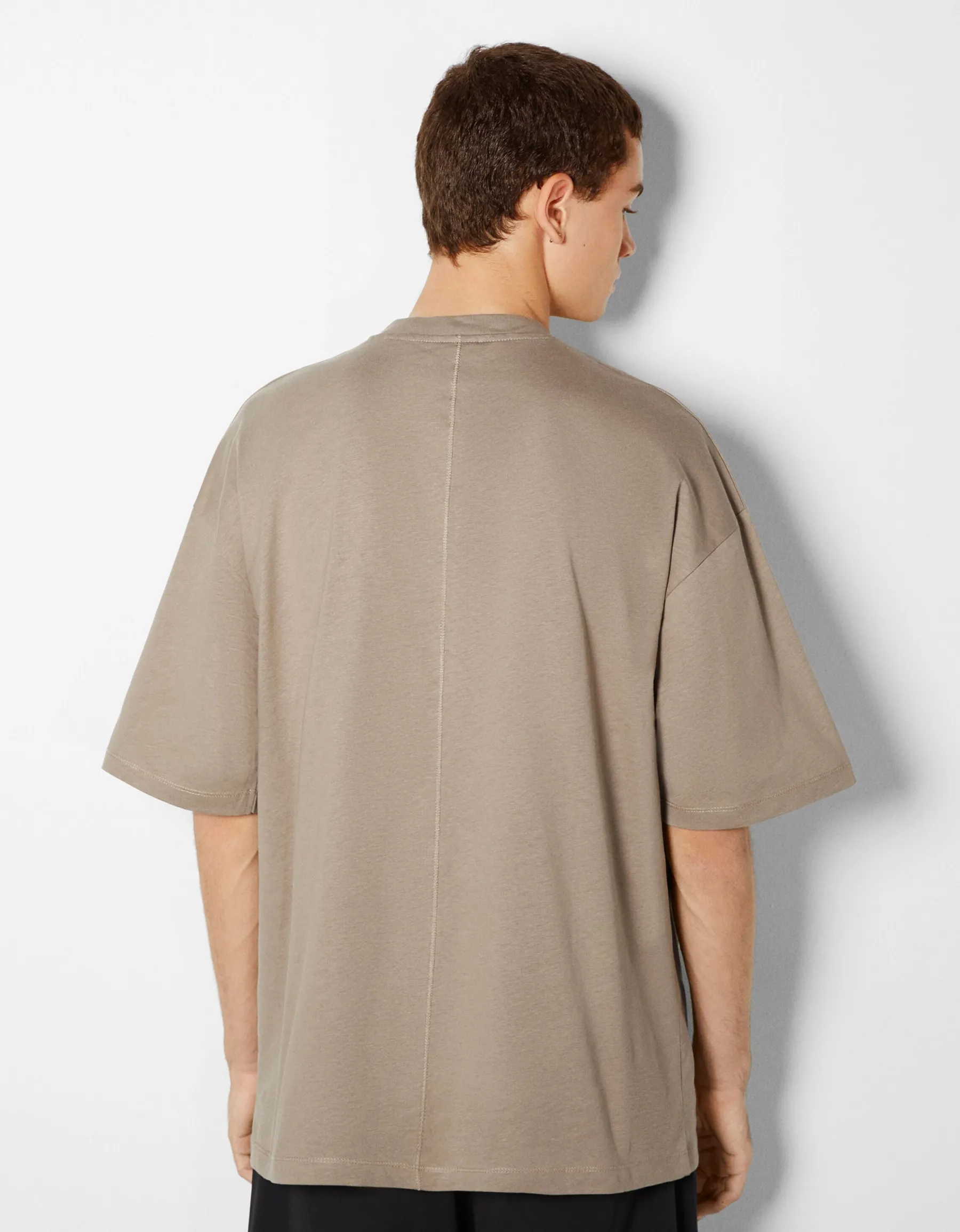 BERSHKA T-shirt oversize à manches courtes Gris Cheap
