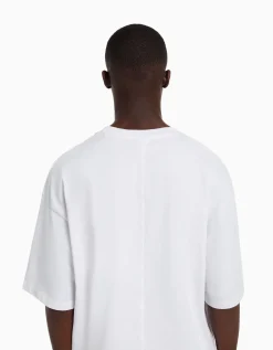 BERSHKA T-shirt oversize à manches courtes Blanc Best