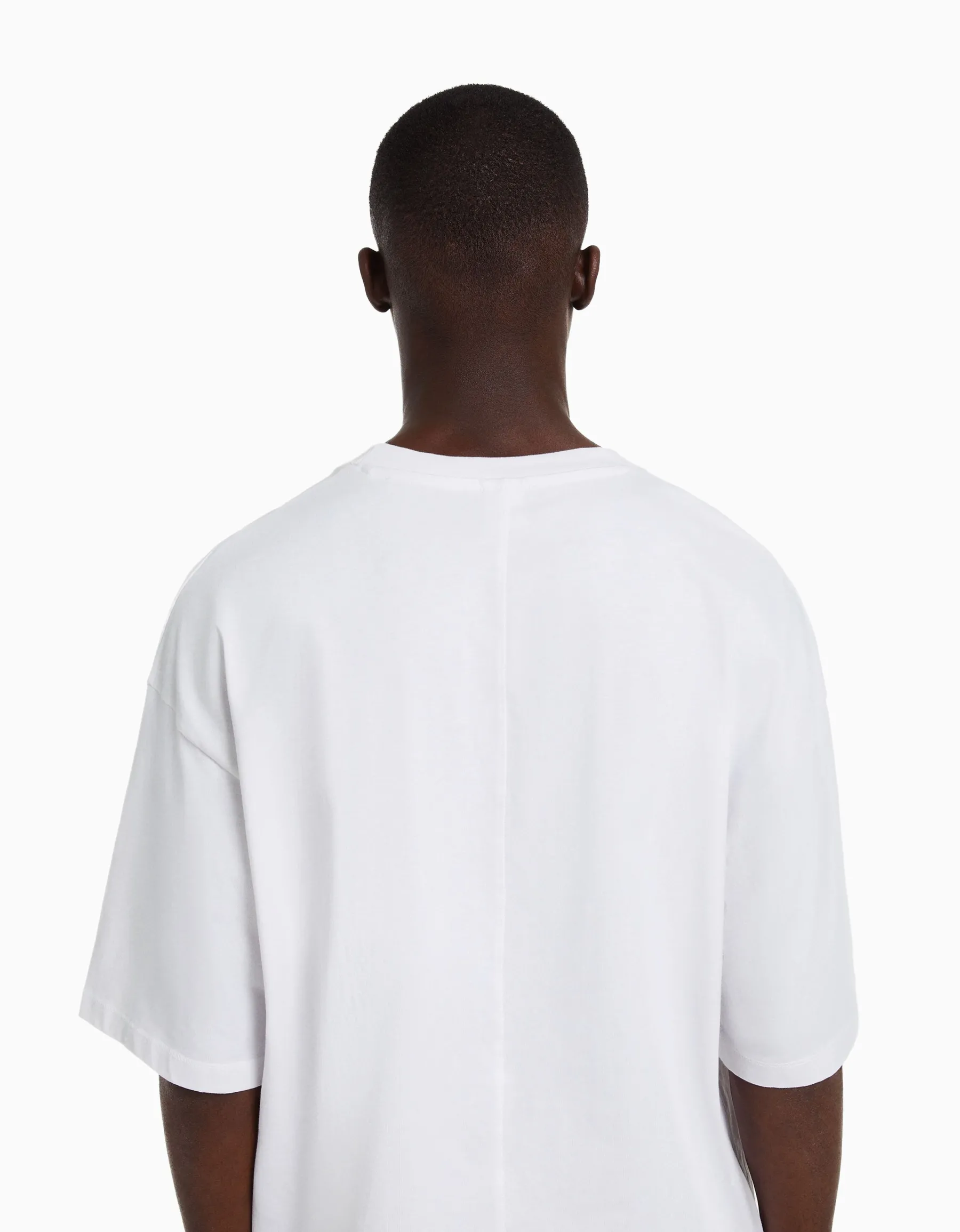 BERSHKA T-shirt oversize à manches courtes Blanc Best
