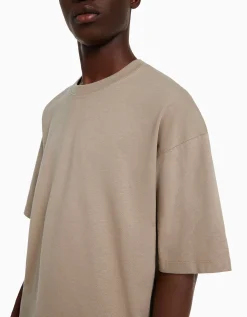 BERSHKA T-shirt oversize à manches courtes Gris Cheap