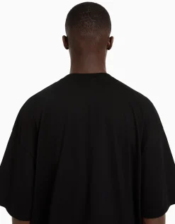 BERSHKA T-shirt oversize à manches courtes Noir Cheap