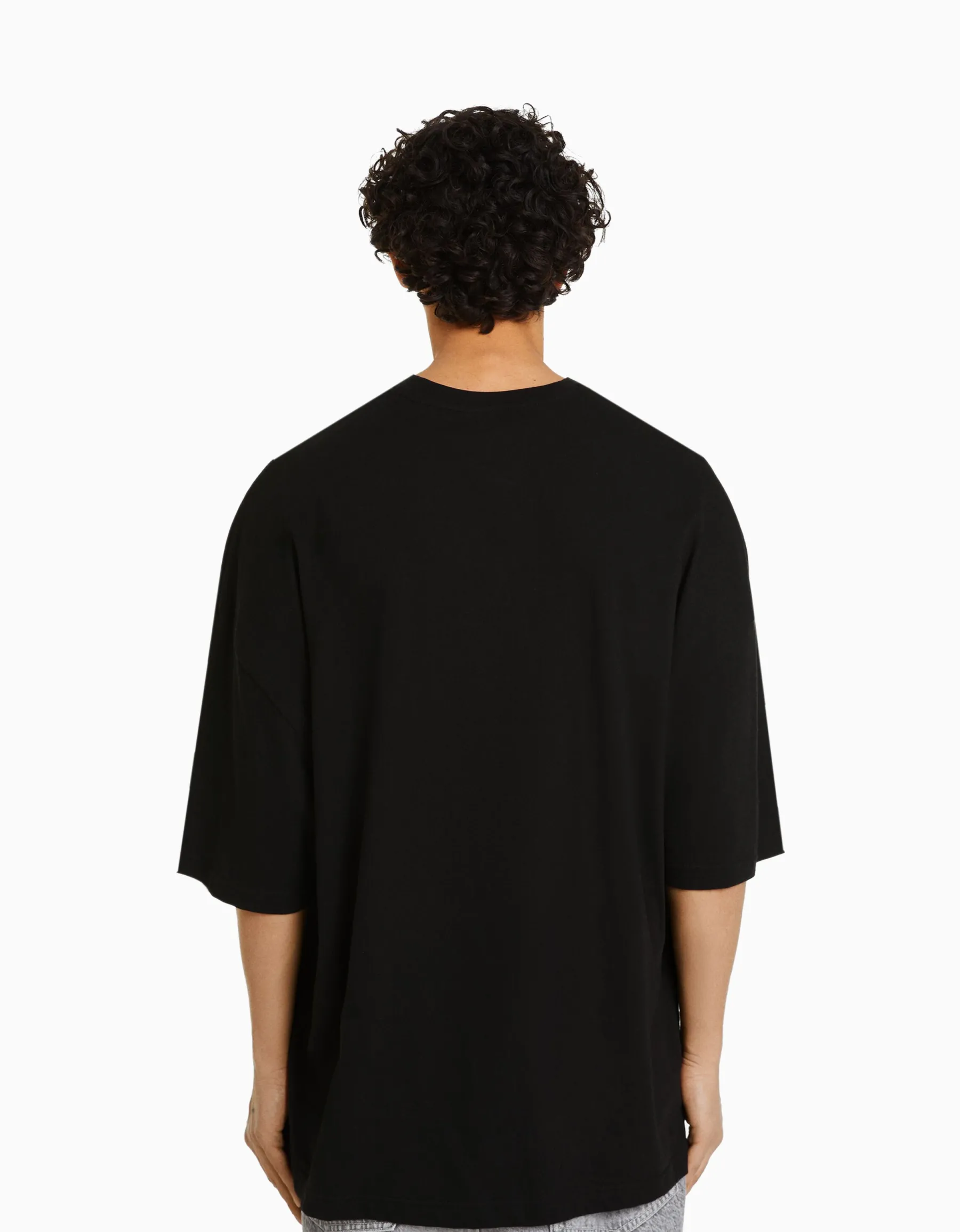 BERSHKA T-shirt oversize à manches courtes Noir Flash Sale