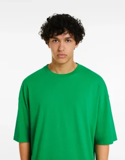 BERSHKA T-shirt oversize à manches courtes Vert New