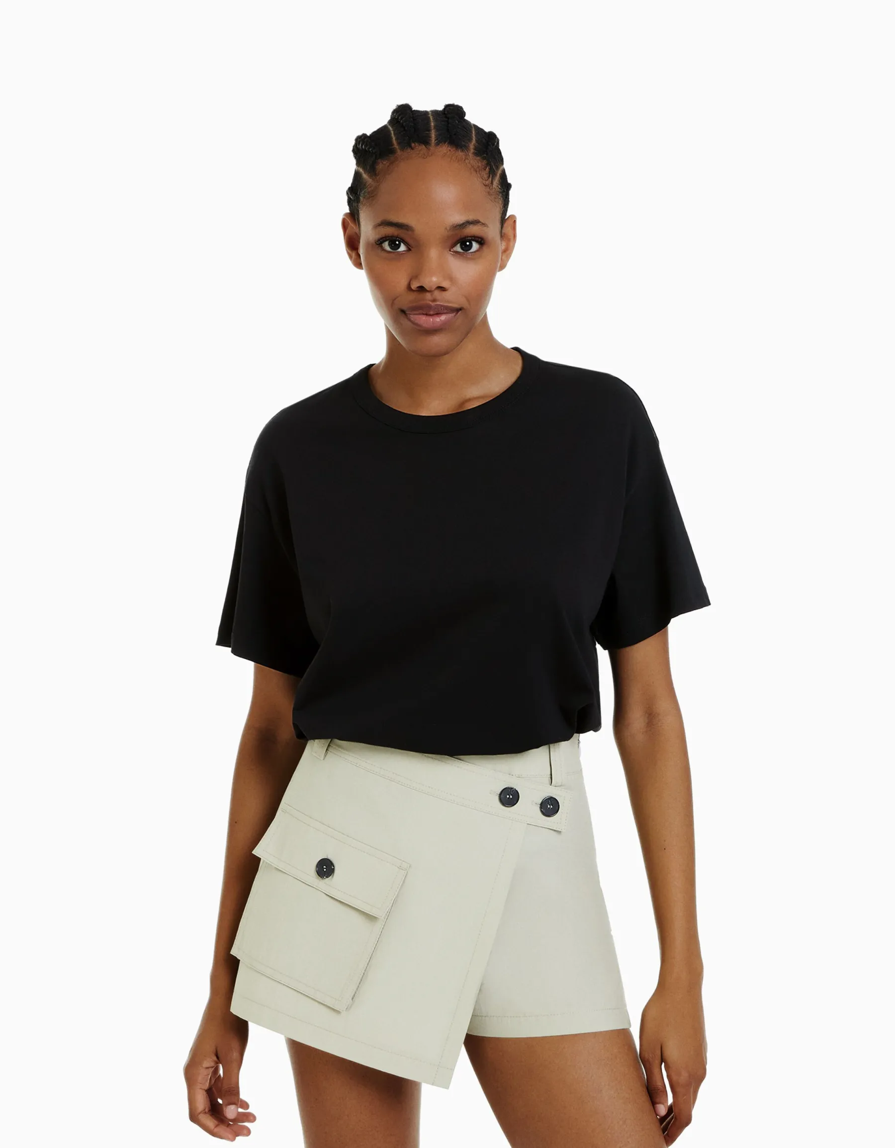 BERSHKA T-shirt oversize à manches courtes Noir Shop