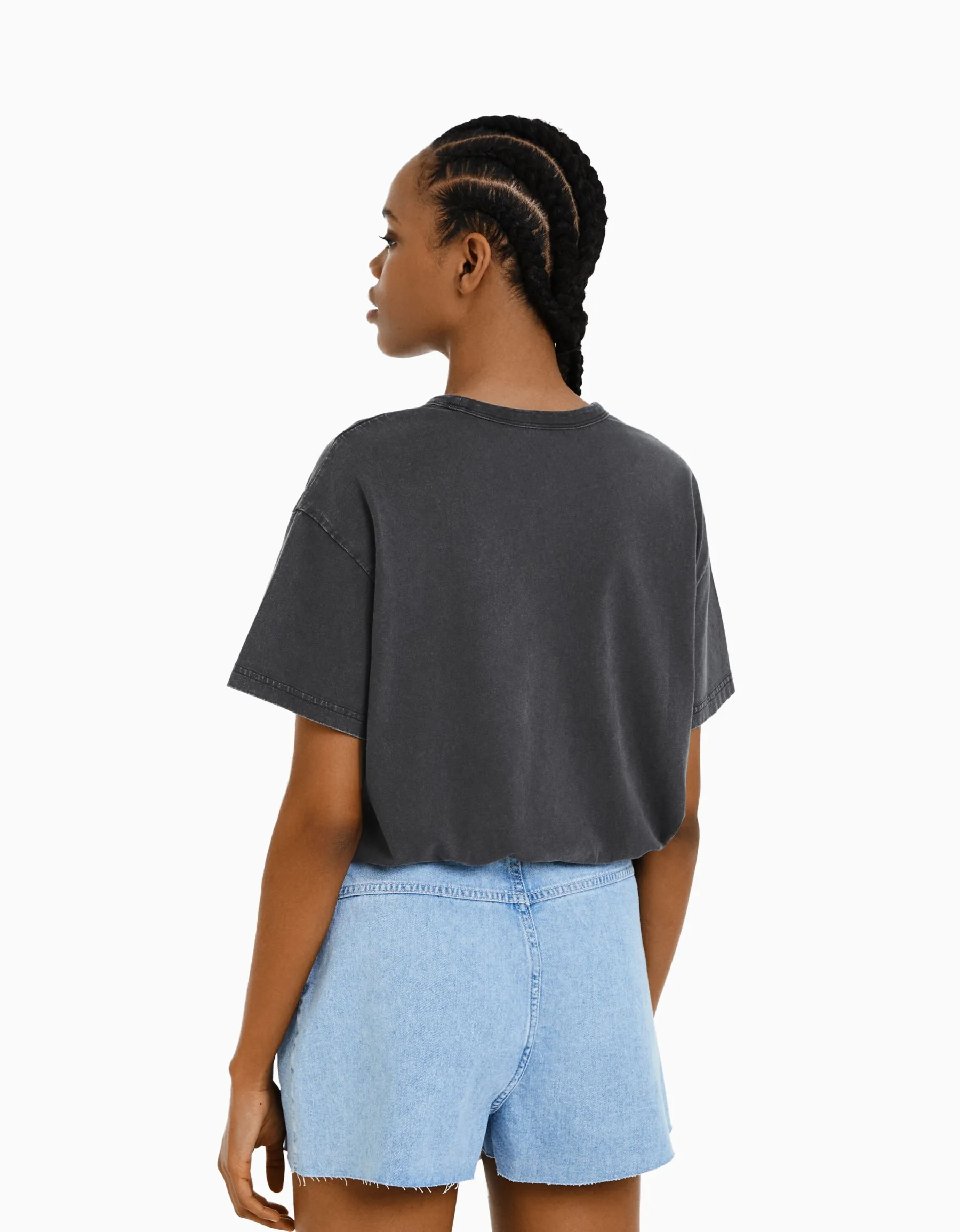 BERSHKA T-shirt oversize à manches courtes Noir Shop