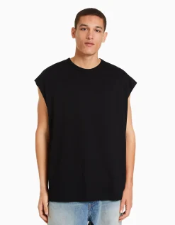 BERSHKA T-shirt sans manches oversize Noir Shop
