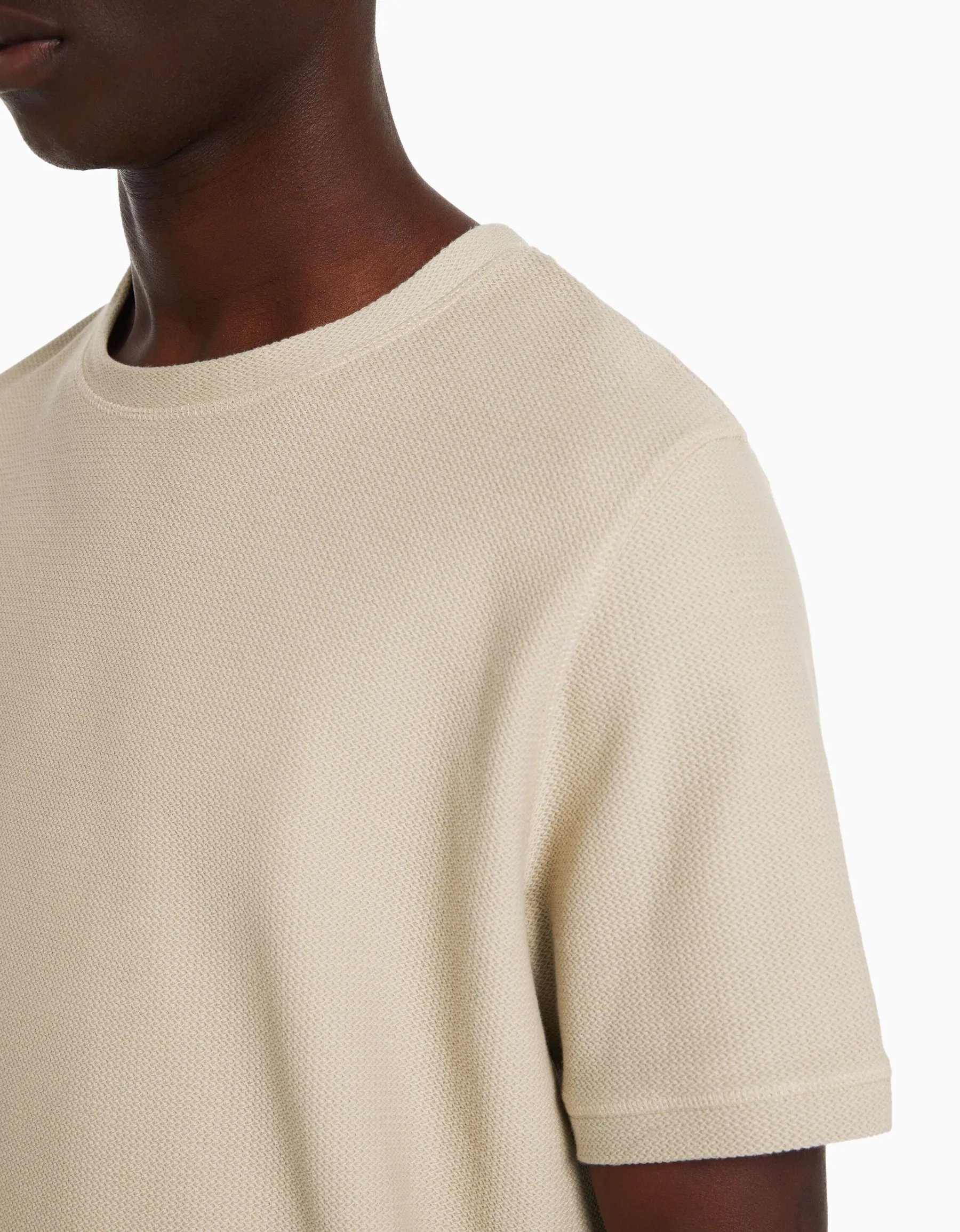 BERSHKA T-shirt texturé à manches courtes Camel Clearance