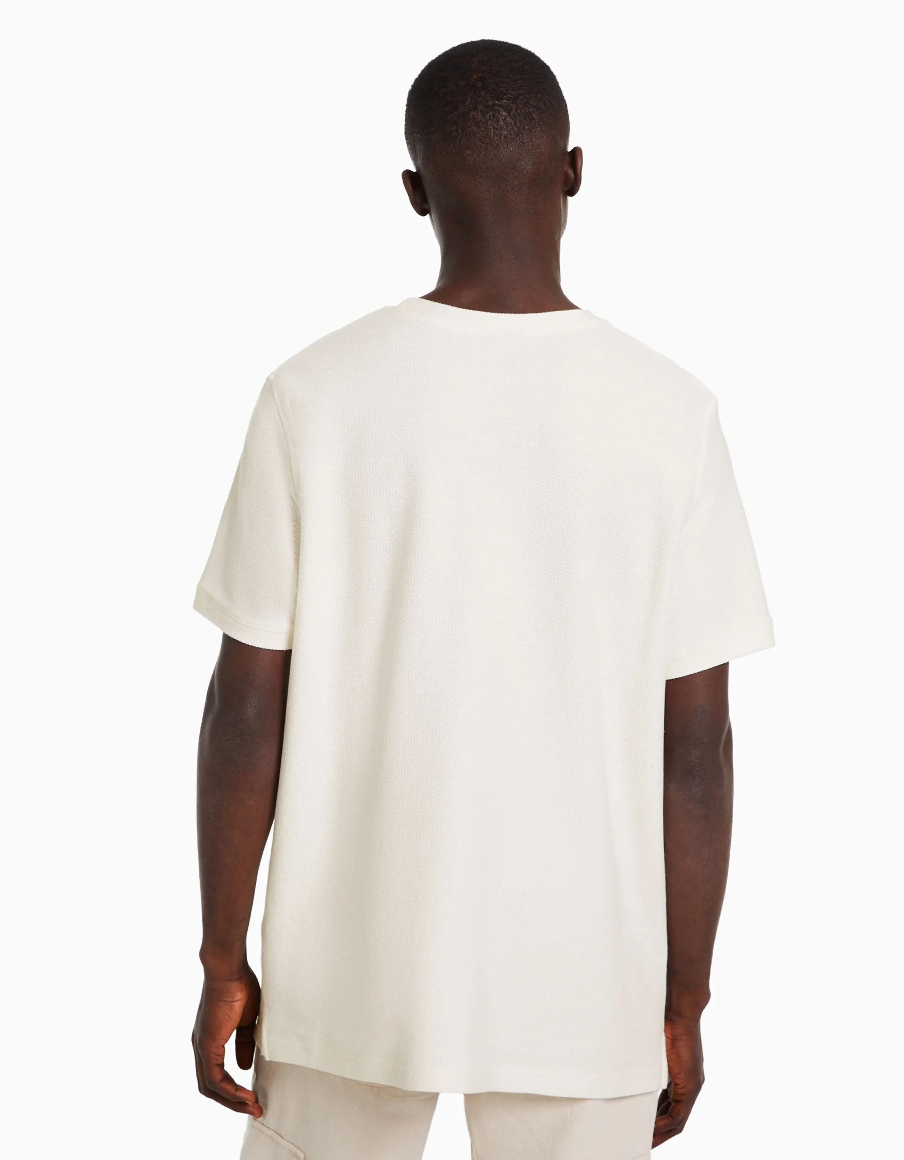 BERSHKA T-shirt texturé à manches courtes Camel Fashion