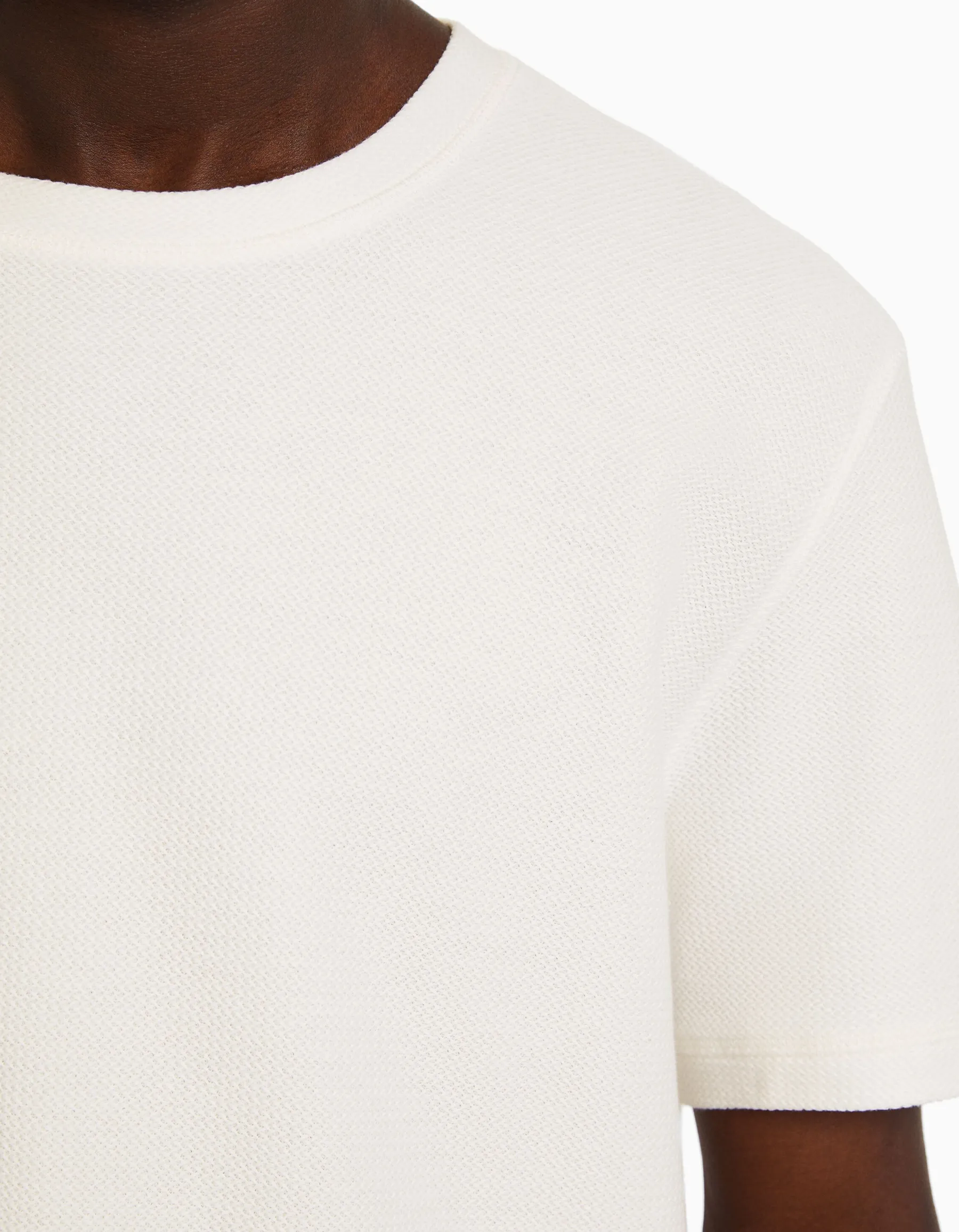 BERSHKA T-shirt texturé à manches courtes Camel Fashion