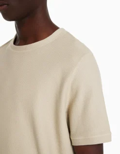 BERSHKA T-shirt texturé à manches courtes Camel Store