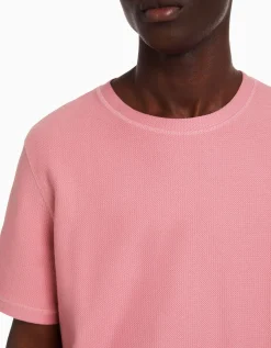 BERSHKA T-shirt texturé à manches courtes Camel Store
