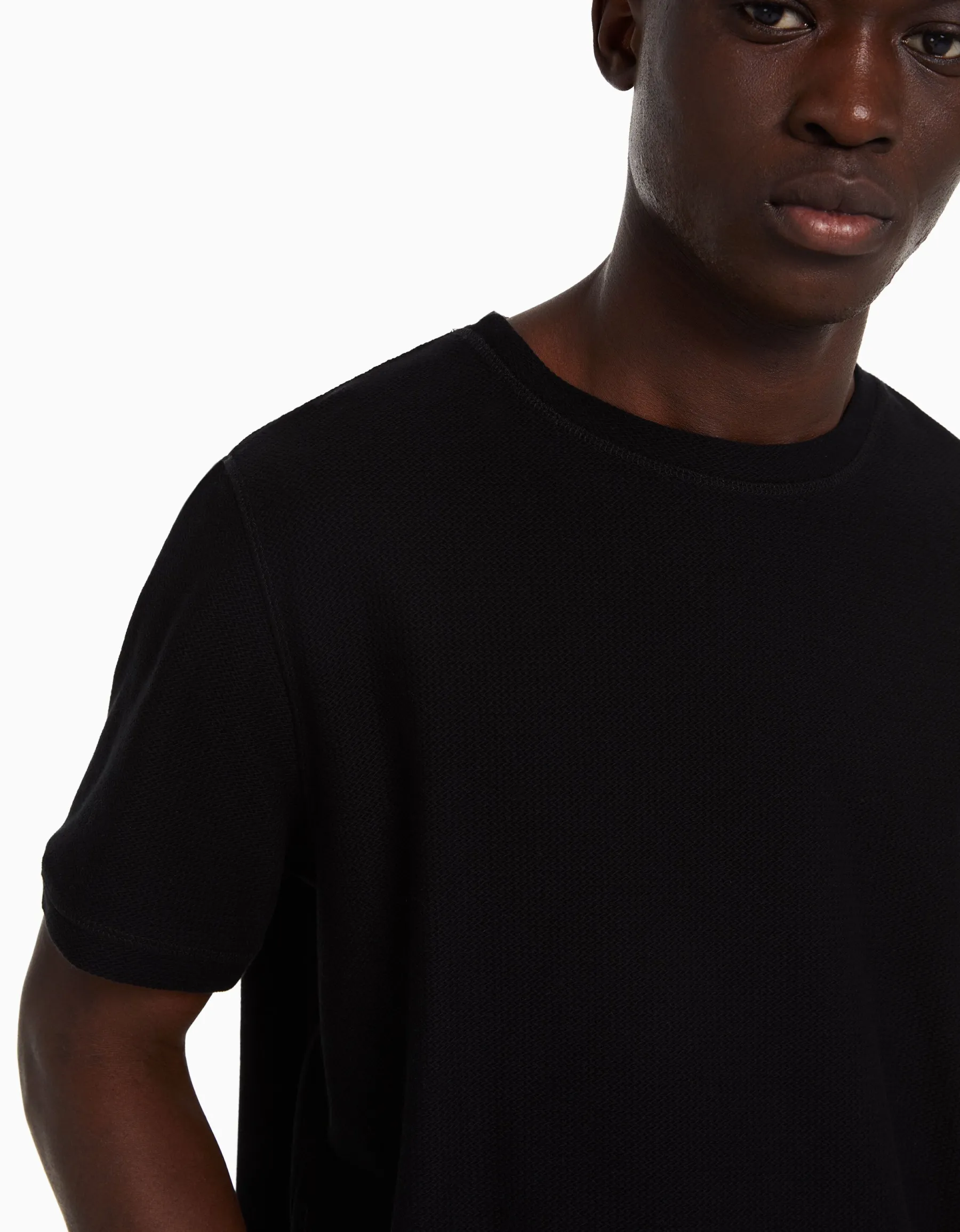 BERSHKA T-shirt texturé à manches courtes Camel Best Sale