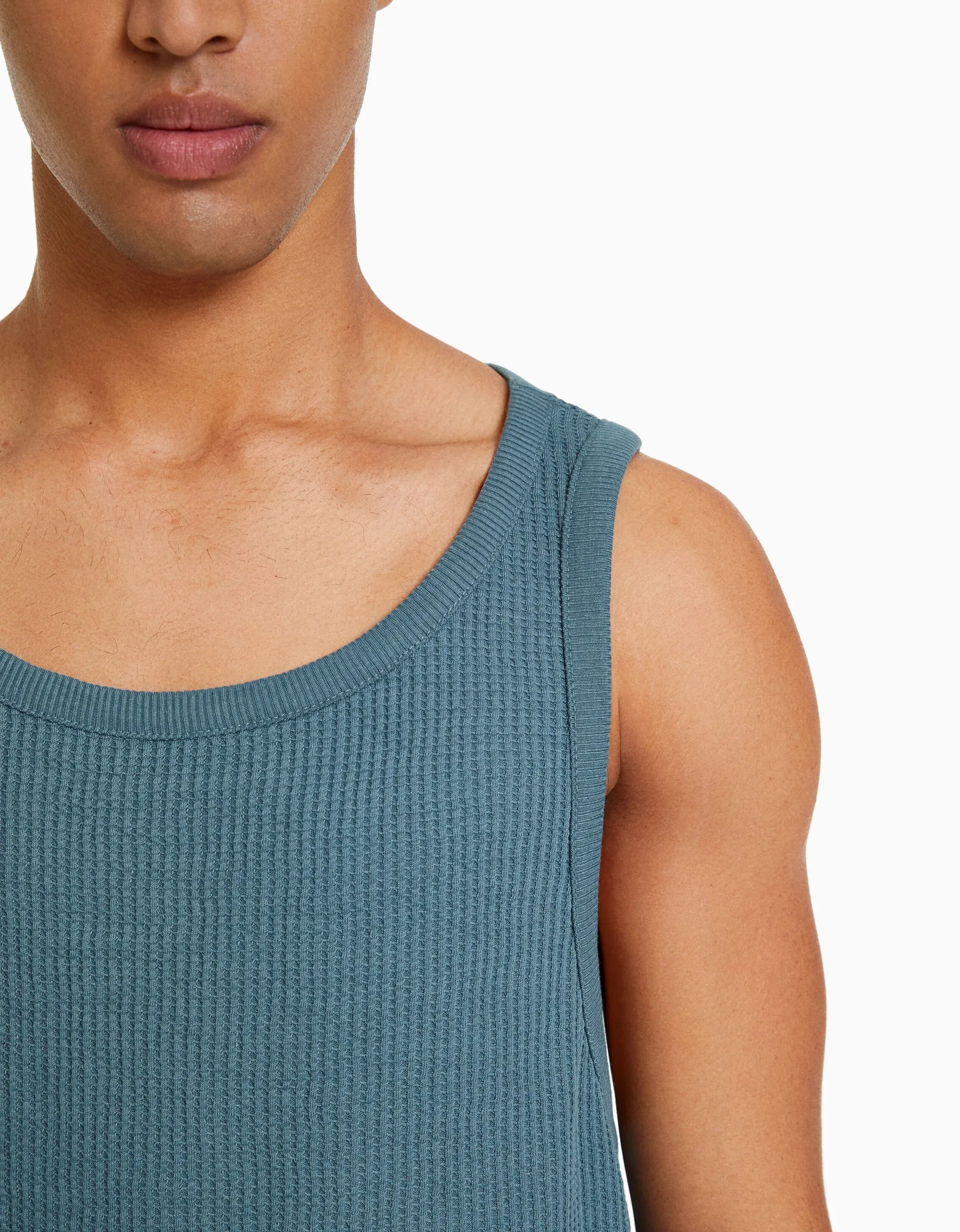 BERSHKA T-shirt workwear sans manches Blanc cassé Sale