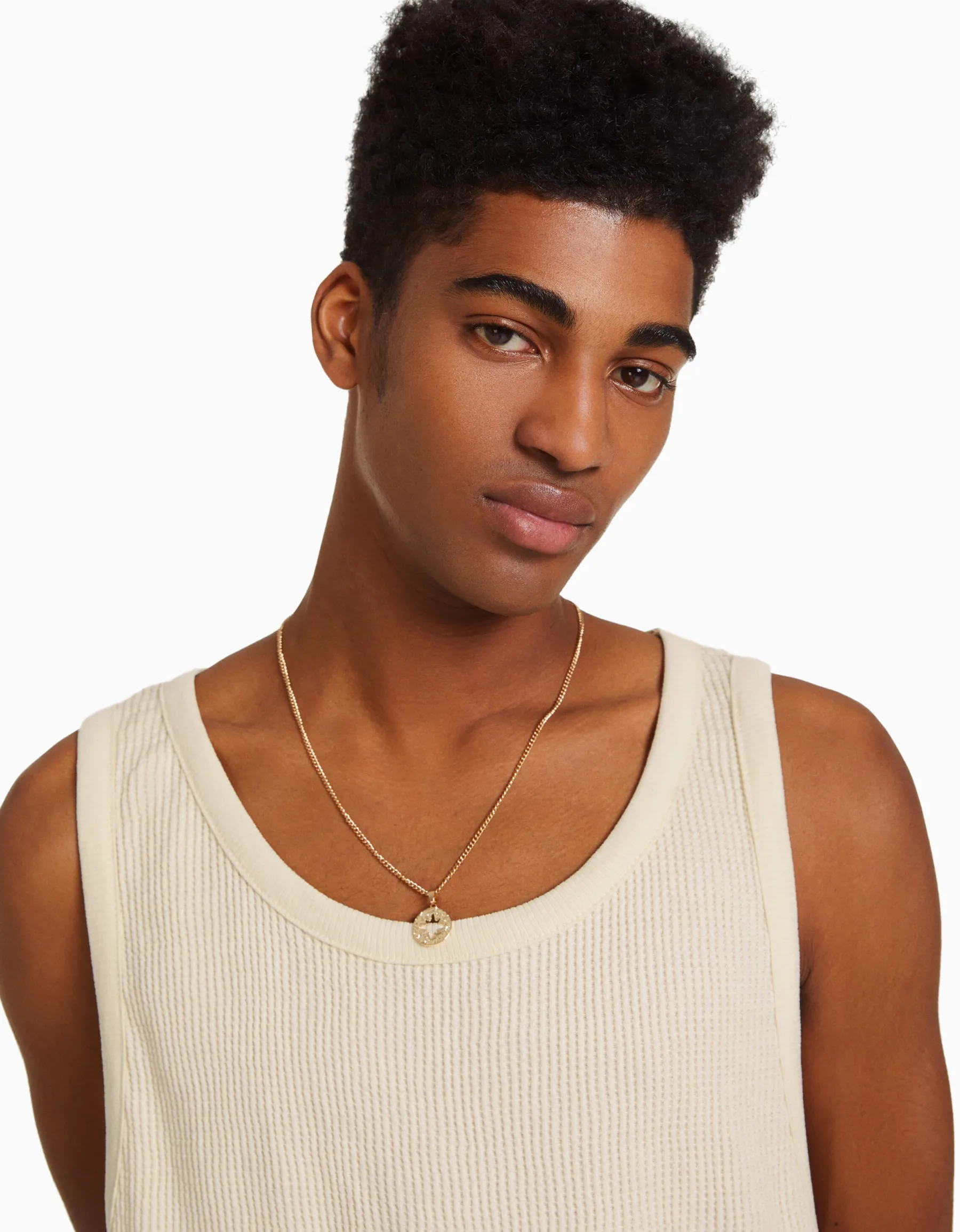 BERSHKA T-shirt workwear sans manches Blanc cassé Discount