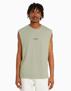 BERSHKA T-shirt workwear sans manches Blanc Hot