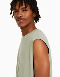 BERSHKA T-shirt workwear sans manches Blanc Hot
