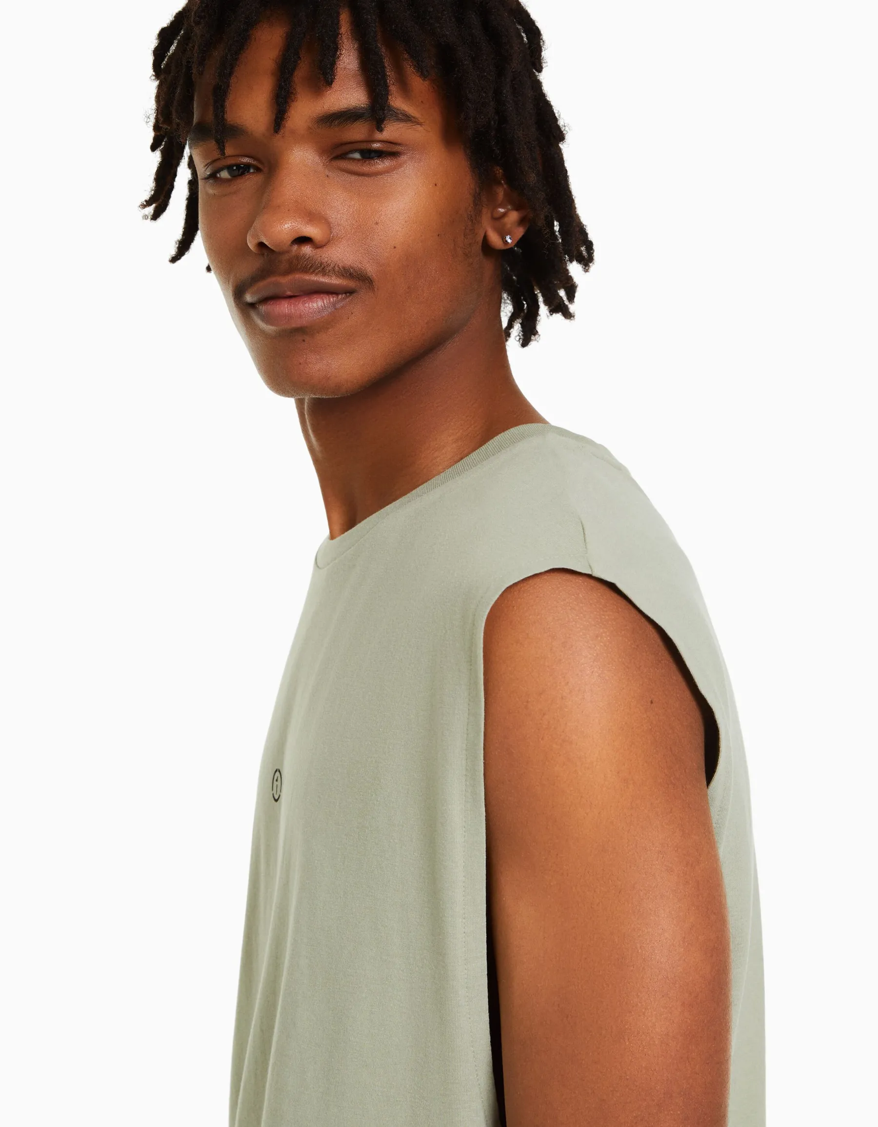 BERSHKA T-shirt workwear sans manches Blanc Hot