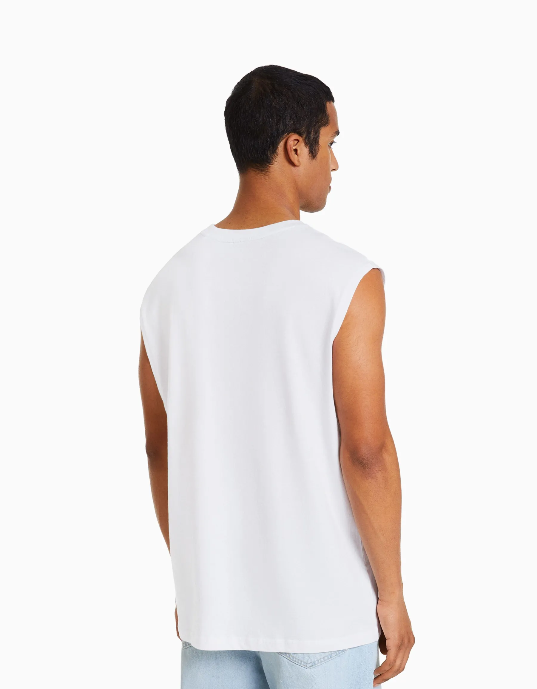BERSHKA T-shirt workwear sans manches Blanc Online