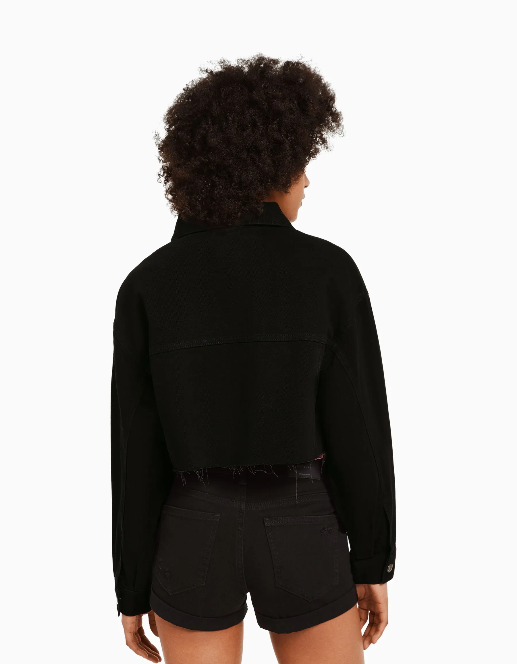 BERSHKA Veste en jean courte Bleu clair Outlet
